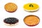 Pie and cake collage. Lemon pie, blueberry cheesecake, pumpkin pie and apple pie isolated