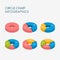 Pie Chart, Circle, Infographics Elements 3D Vector Flat Design, Full Color, Set