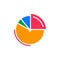 Pie chart colorful icon, vector flat sign.