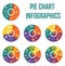 Pie chart diagram data Elements For Template infographic. Infographics for 2, 3, 4, 5 ,6, 7, 8 positions. Set of business icons