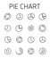 Pie chart related vector icon set.