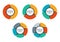 Pie chart set. Colorful diagram collection with 2,3,4,5,6 sections or steps. Circle icons for infographic, UI, web design