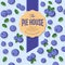 Pie house packaging. Label for pie. Blueberry pattern.