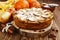 Pie with pumpkin, raisin and apples