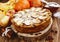 Pie with pumpkin, raisin and apples