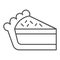 Pie slice thin line icon. Cake dessert piece, cheesecake symbol, outline style pictogram on white background. Bakery