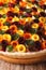 Pie of summer vegetables: carrots, beets, zucchini and eggplant