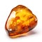 Piece of amber isolated on white created with Generative AI. Precious gemstone.