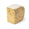 Piece of Belgian cheese with mustard seed and Fenugreek on white background