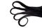 Piece of black hair with loop curls isolated