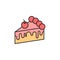 Piece of cake with cherry filled color icon. linear style sign for mobile concept and web design