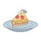 Piece of cake with cherry on a plate. Birthday, celebration, holiday, party