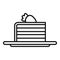 Piece cake icon outline vector. Slice cheesecake