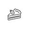 Piece of cake with strawberry line icon