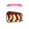 Piece of cake. Vector sliced portion of the chocolatel striped zebra cake.