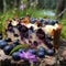 Piece of Cake with wild blueberries. Created using generative Al tools