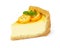 Piece of cheesecake with fresh kumquat and mint