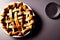 Piece of Cherry Pie with a Flaky Crust on dark background. Top view. American pie. Cherry dessert.