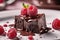 piece of chocolate with raspberry raspberries
