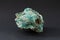 Piece of Chrysocolla mineral with quartz and gypsum, blue turquoise crystals.