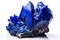 Piece of deep blue Azurite copper mineral crystal on white background