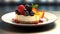 Piece of delicious Cheesecake with berries