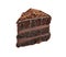 Piece of delicious chocolate cake on white background