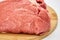 A piece of fresh raw meat pulp on a white background, isolated.