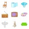 Piece of furniture icons set, cartoon style