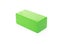 Piece of green wooden toy block on white