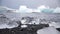 Piece of ice in Iceland, iceberg, black beach sand