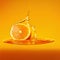 Piece of orange drop on orange background, nature, fruits & vegetables