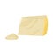 Piece of Parmesan cheese and a small pile of grated cheese. Realistic vector illustration.