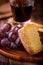 Piece of Pecorino and red Grapes