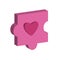 Piece of the puzzle. Pink puzzle with heart isolated on a white background.