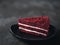 Piece of red velvet cake with perfect texture