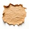 Piece of ripped cardboard isolated on white created with Generative AI. Blank brown paper.