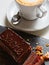 A piece of Sacher cake. Shallow dof.