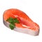 Piece of salmon with parsley isolated