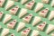 Piece slice cheesecake pattern on green background