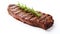 A piece of steak with a sprig of rosemary