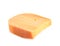 Piece of tasty mimolette cheese on white