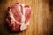 Piece of uncooked marbled steak or meat