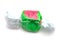 Piece of Watermelon Salt Water Taffy on a White Background