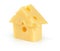 Piece of yellow porous cheese