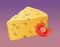 Piece of yellow porous cheese with tomato