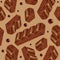 Pieces of aerated chocolate on a beige background