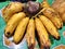 Pieces of bananas grown by themselves, more yellow, healthy and natural