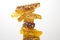 Pieces of beeswax honey on a white background