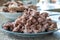 Pieces of boiled lamb meat on a small plate